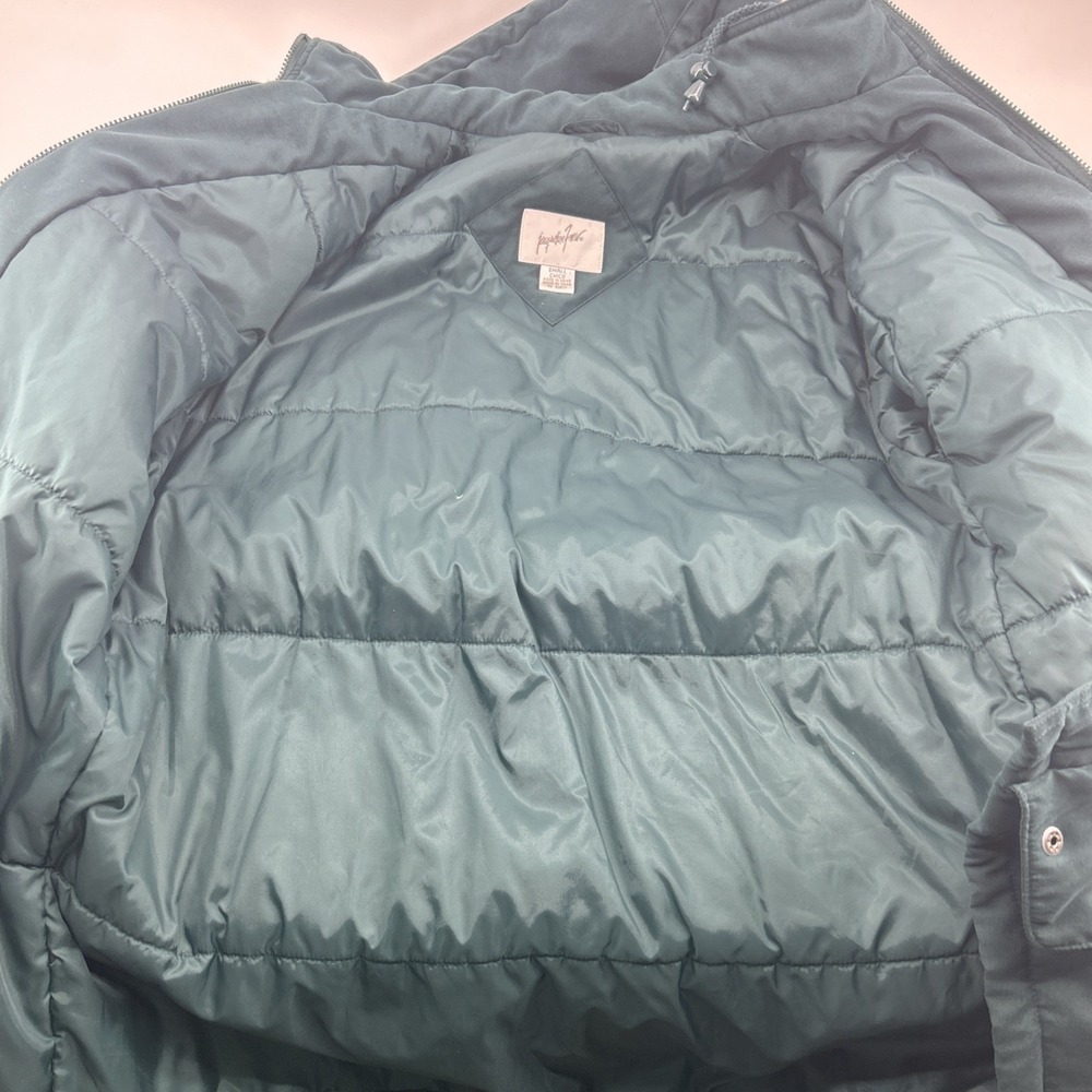 Jacqueline Ferrar Jacket Coat Women's Small Green Casual Lined Removable Hood - Picture 6 of 16